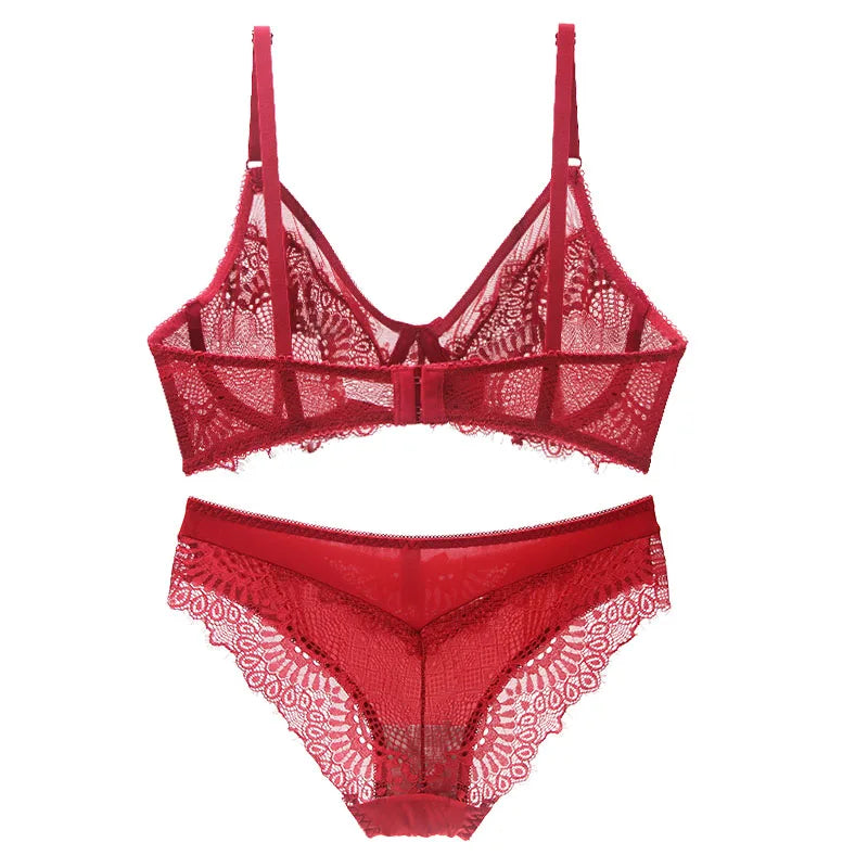 Ensemble de soutien-gorge en dentelle et culotte assortie pour femmes,