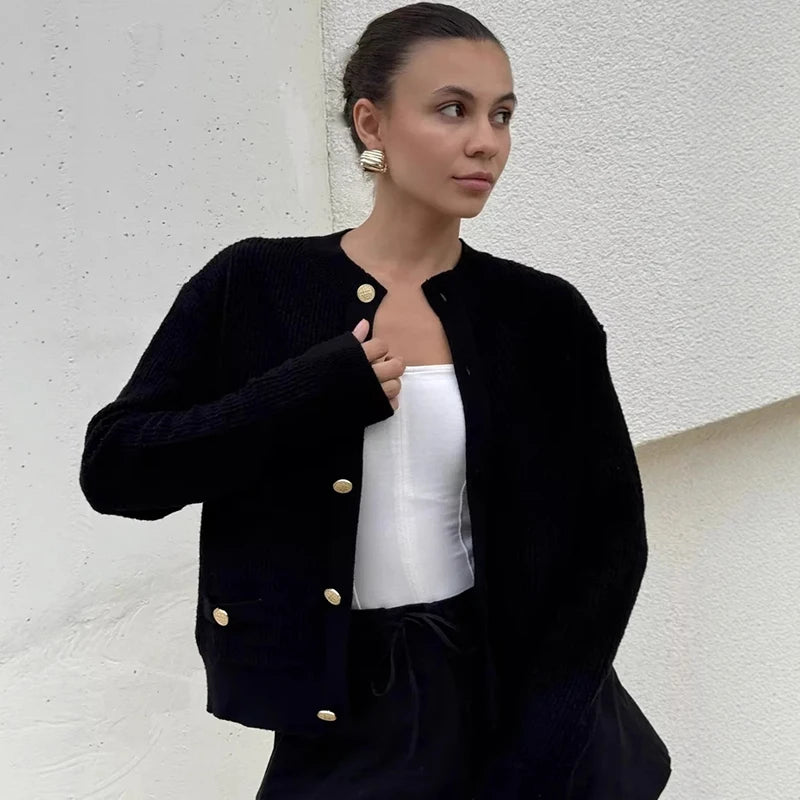 Gilet uni décontracté en maille pour femmes