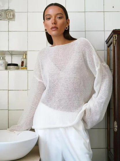 Pull Ajouré Femme – Maille Fine et Transparente