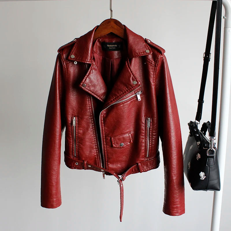 Veste en cuir, cuir PU pour femmes