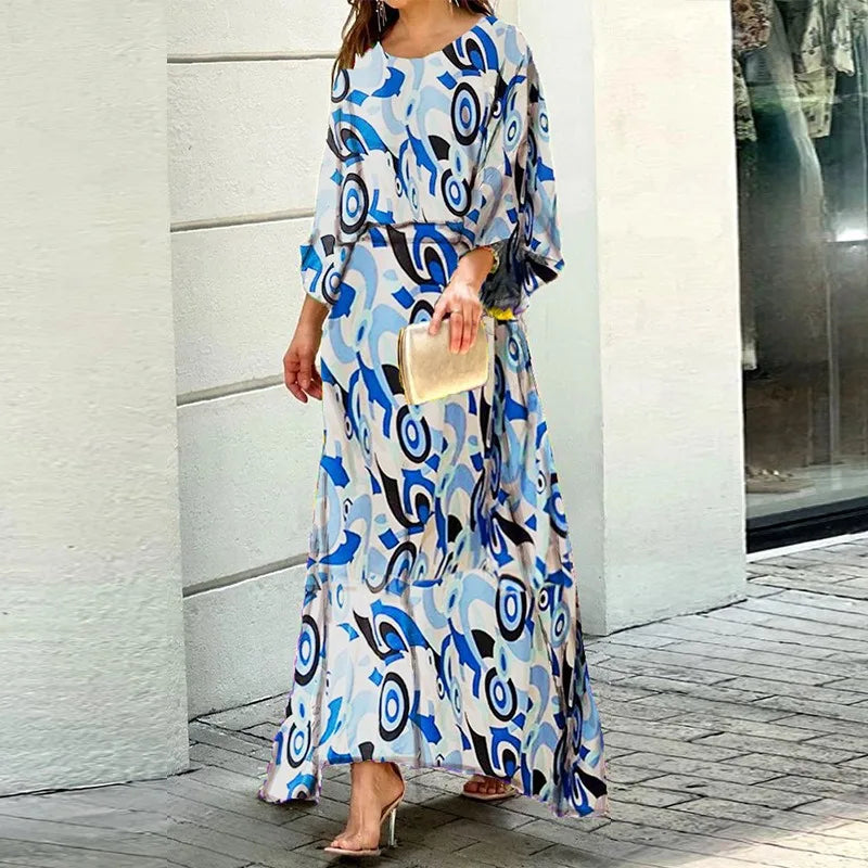 Ensemble robe longue imprimée et bustier à manches longues et taille haute pour femmes