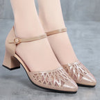Sandales pointues en cuir talons pour femmes