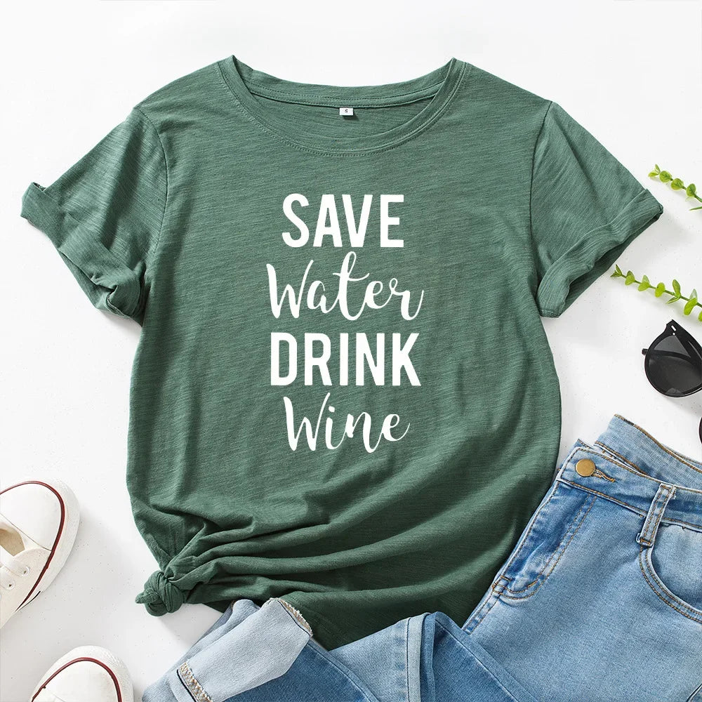 T Shirt imprimer en coton à manches courtes pour femmes