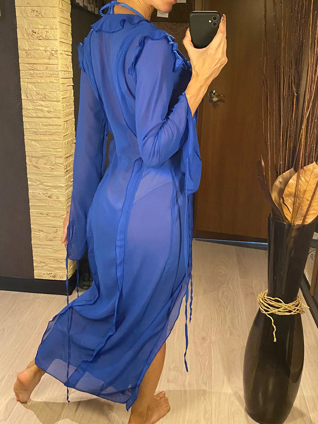 Robe de plage longue fendue pour femmes