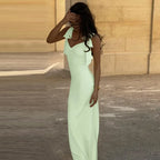 Robe Maxi moulante à bretelles Spaghetti pour femmes