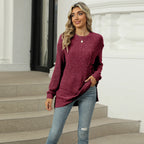 T-shirt à manches longues fendu pour femmes