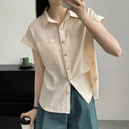 Chemise à manches courtes, style polyvalent, pour femmes