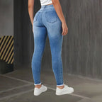 Jean Skinny déchiré taille haute pour femmes