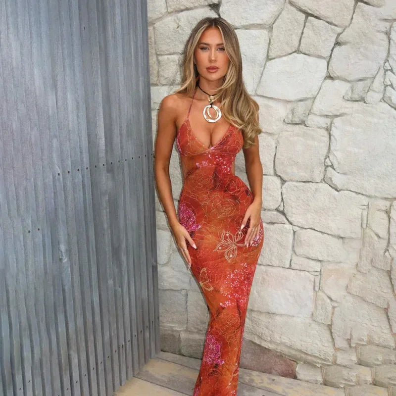 Robe longue rétro coloré pour femmes