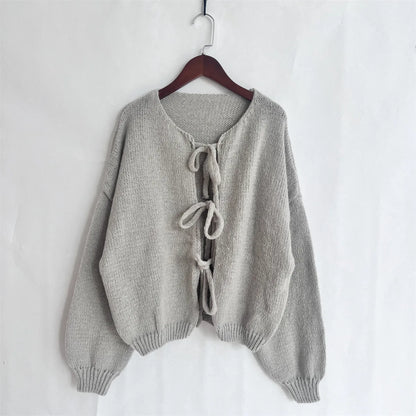 Cardigan Femme à Nœud sur le Devant