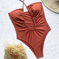 Maillot de bain une pièce avec décolleté plongeant en v et dos nu pour femmes