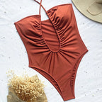 Maillot de bain une pièce avec décolleté plongeant en v et dos nu pour femmes