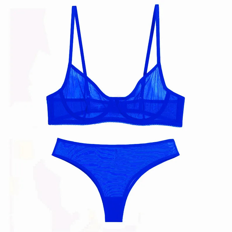 Ensemble soutien-gorge et culotte en dentelle ultra-fine pour femmes