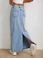 Jupe en jean brodée avec nœud style années 2020 pour femmes