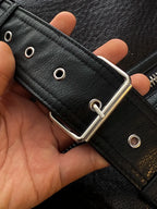 Veste en faux cuir avec ceinture pour femmes