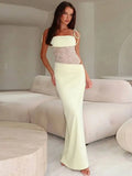 Robe longue en maille épissage pour femmes