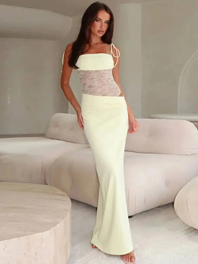 Robe longue en maille épissage pour femmes