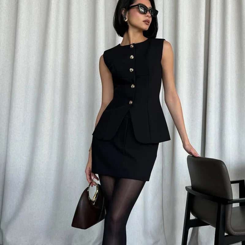 Ensemble deux pièces jupe et blazer pour femmes