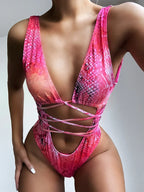 Maillot de bain une pièce à décolleté plongeant en V pour femmes