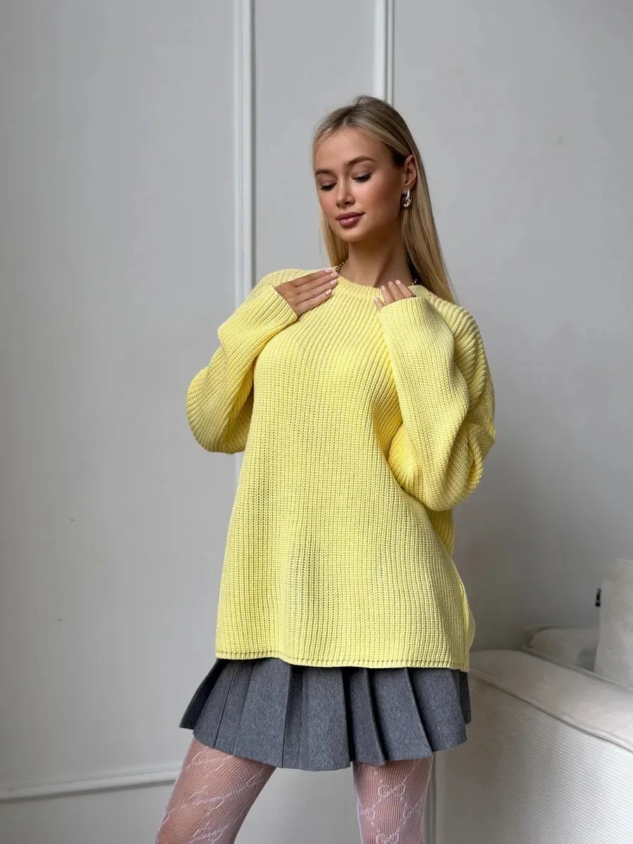 Pull basique tricoté col rond pour femmes