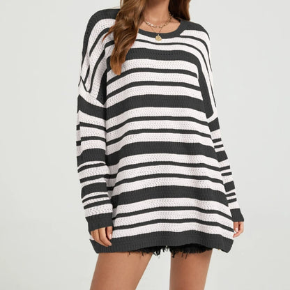 Pull Rayé Femme – Maille Tricotée
