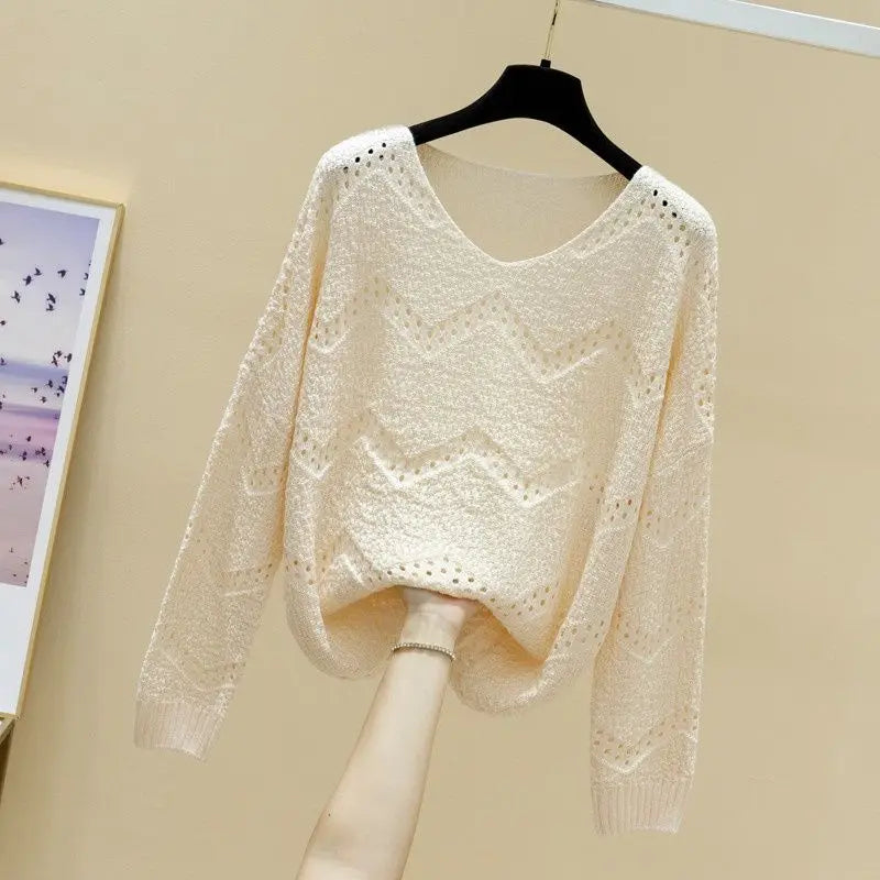 Pulls creux à col en V pour femmes