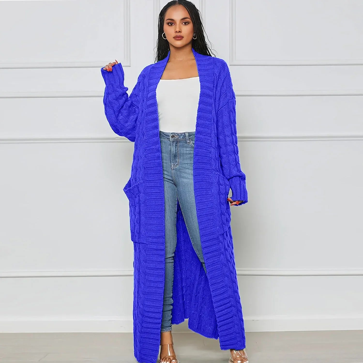 Cardigan long et torsadé pour femmes