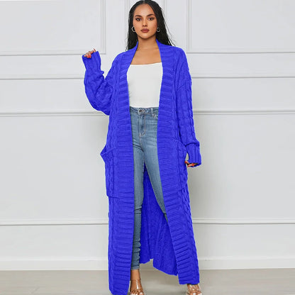 Cardigan Long en Maille Torsadée Femme