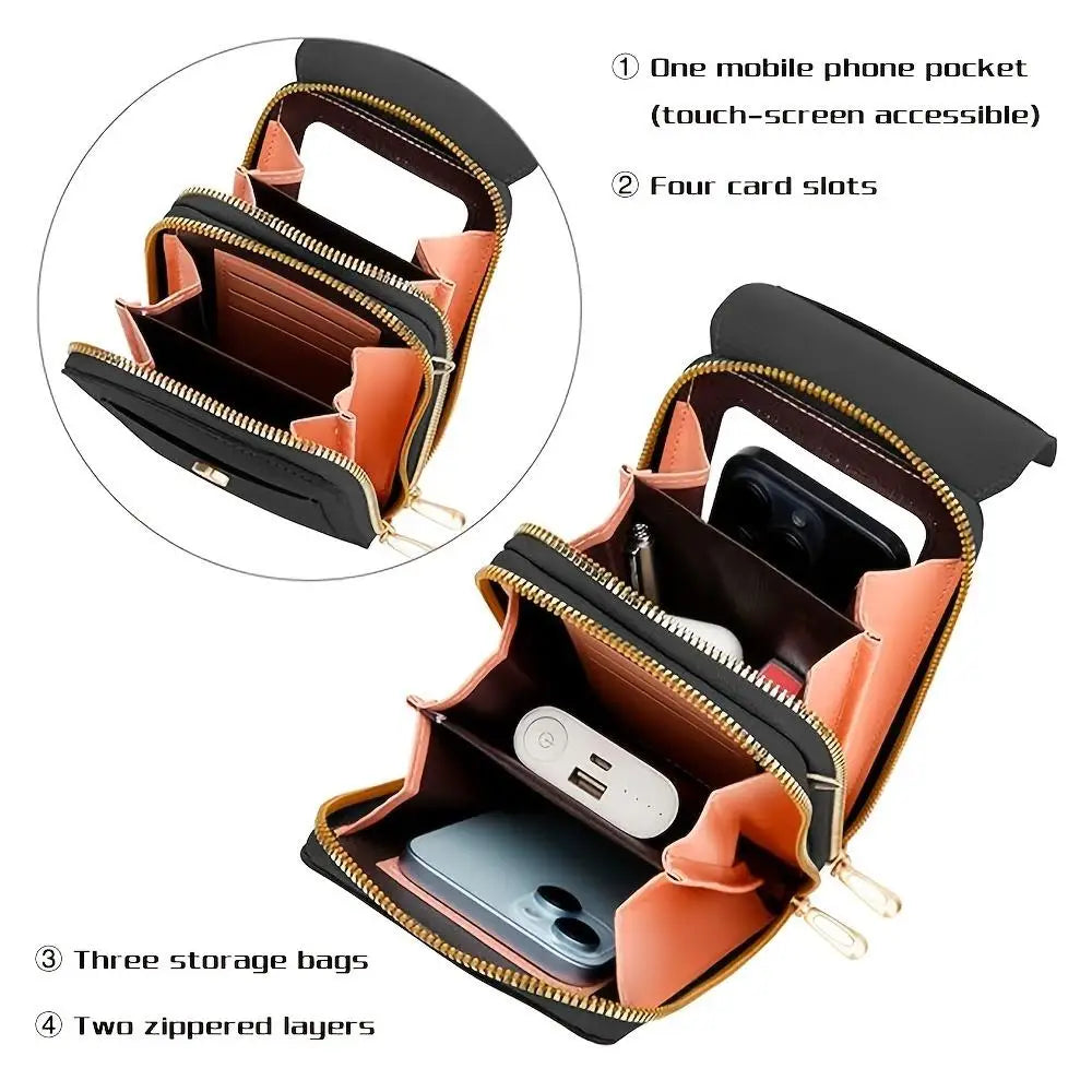 Sac à bandoulière pour téléphone portable à écran tactile pour femmes