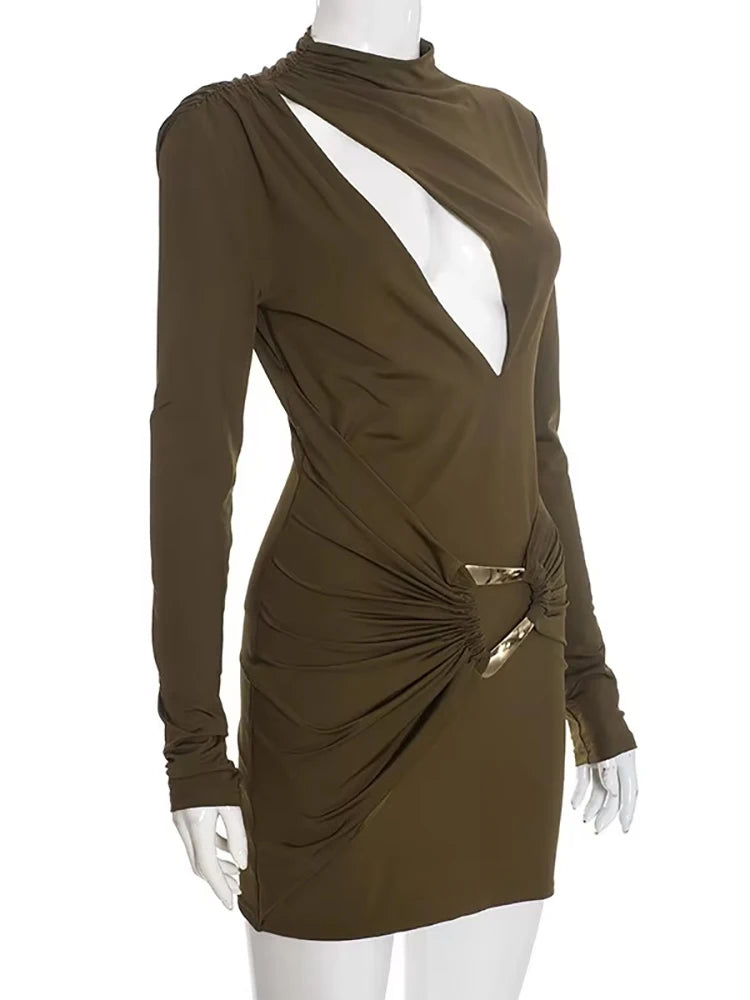Mini robe évider froncé moulante pour femmes
