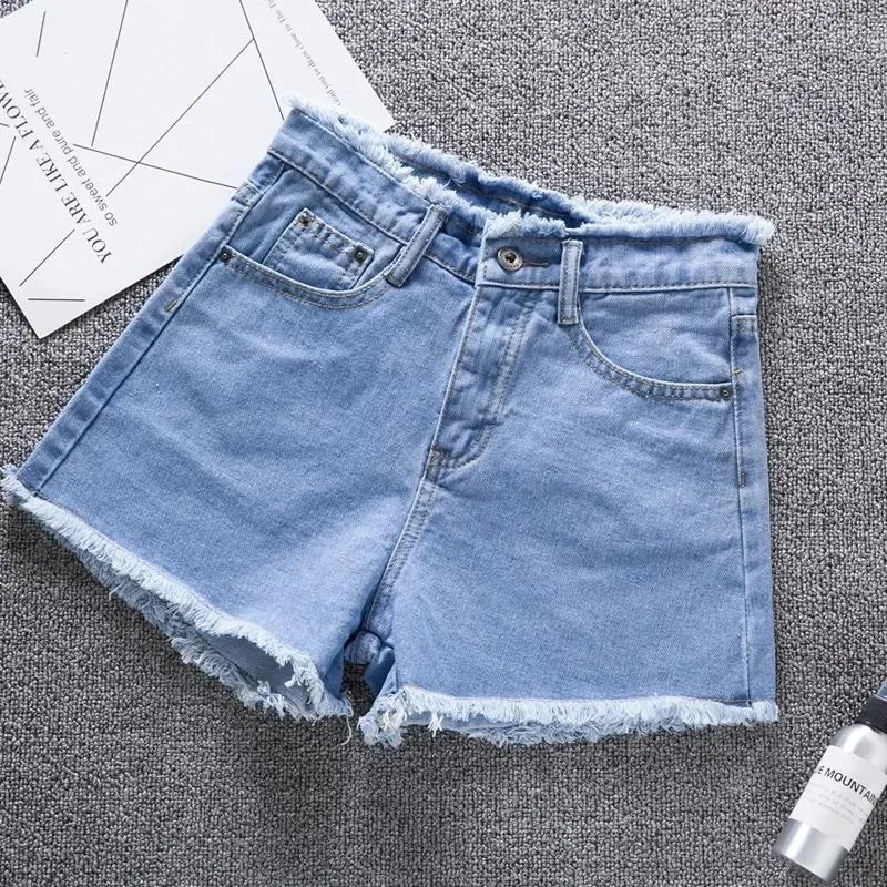 Short en jean à bords rugueux pour femmes