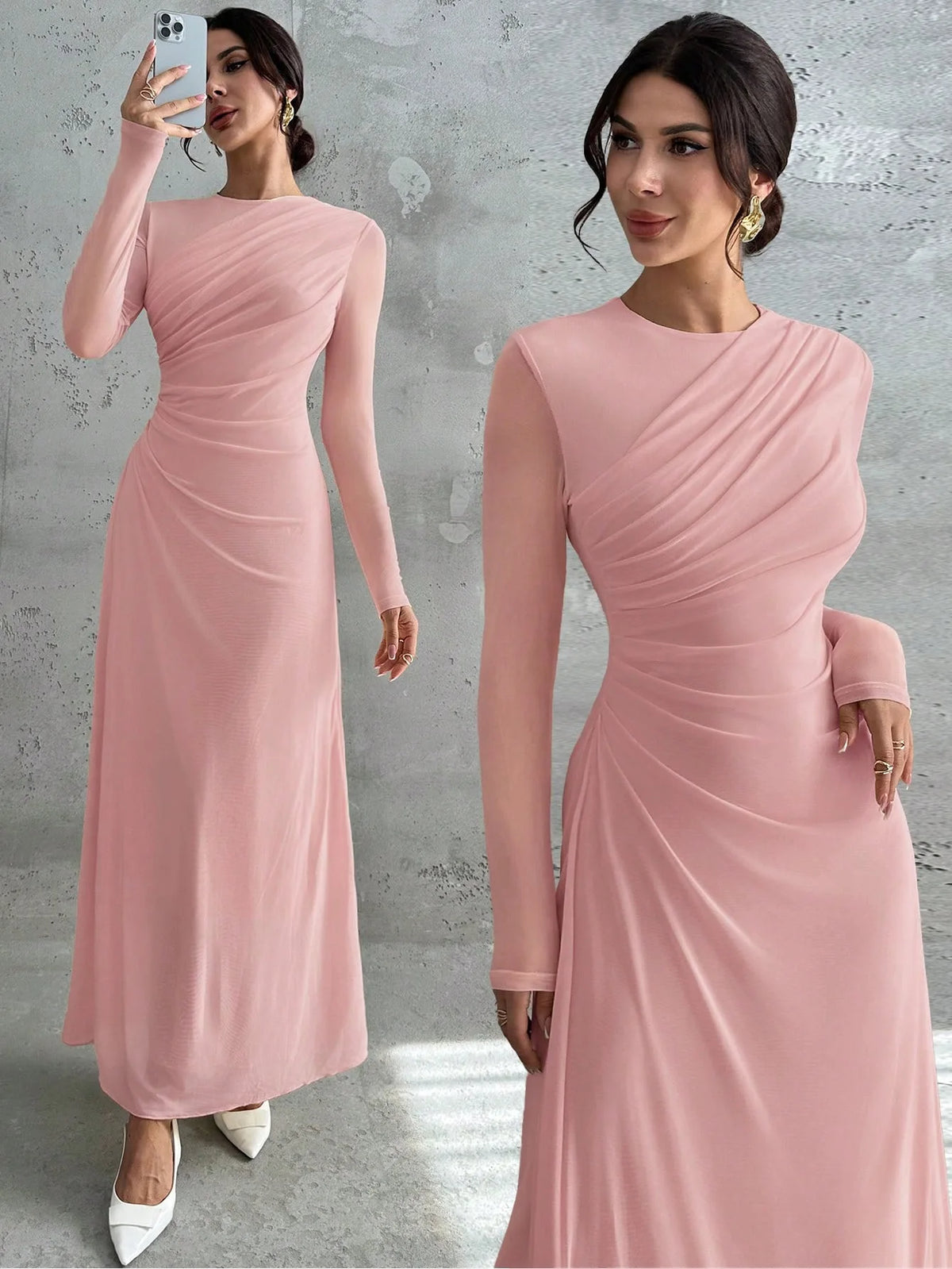Robe en Maille Femme – Manches Longues et Ceinture