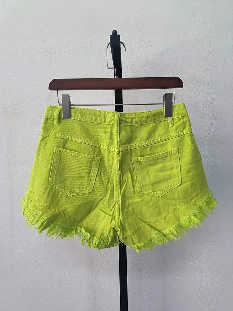 Short en jean vert ligne A pour femmes
