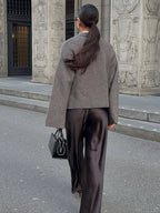 Pantalon décontracté en satin pour femmes