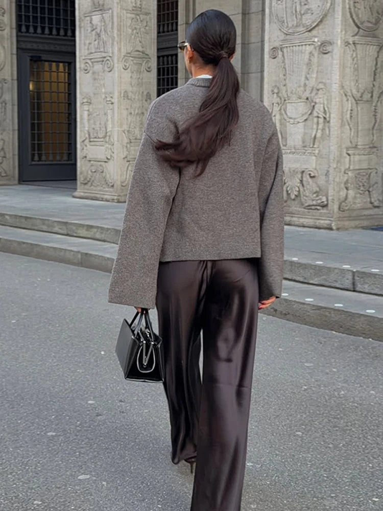 Pantalon décontracté en satin pour femmes