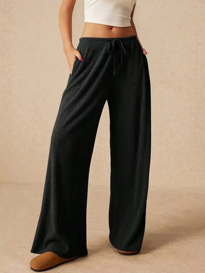Pantalon Large Femme – Taille Haute et Uni
