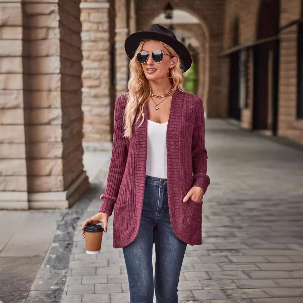 Gilet ample et uni pour femmes