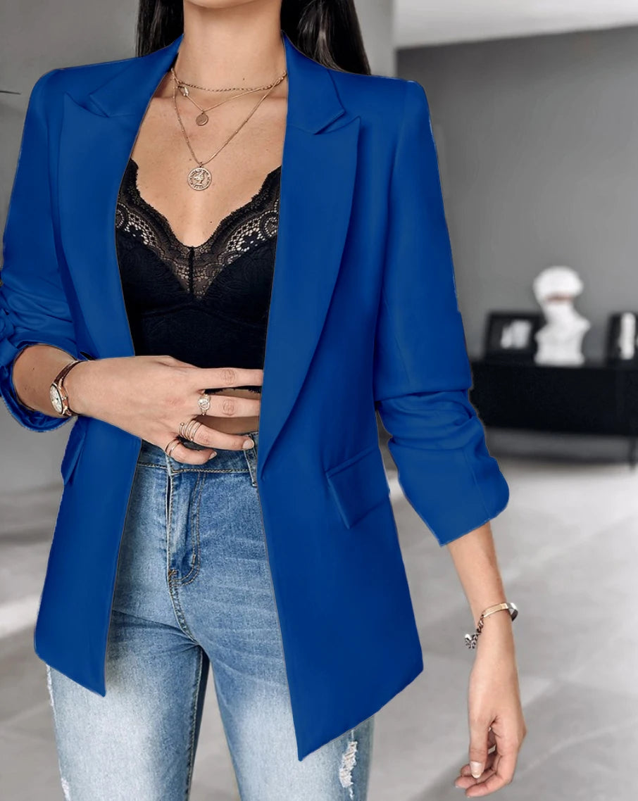 Vestes à manches longues et col cranté pour femmes