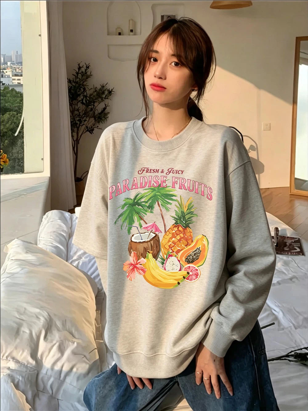 Sweat-shirts à imprimés de fruits frais et juteux Paradise pour femmes