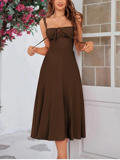 Robe Corset Midi Femme – Mousseline