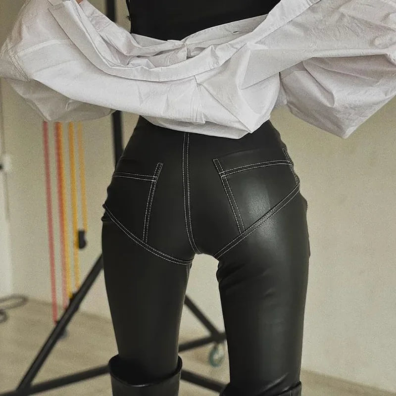 Legging Slim Femme – Similicuir PU