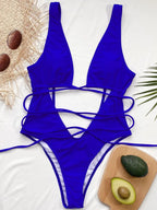 Maillot de bain une pièce décolleté en V profond pour femmes