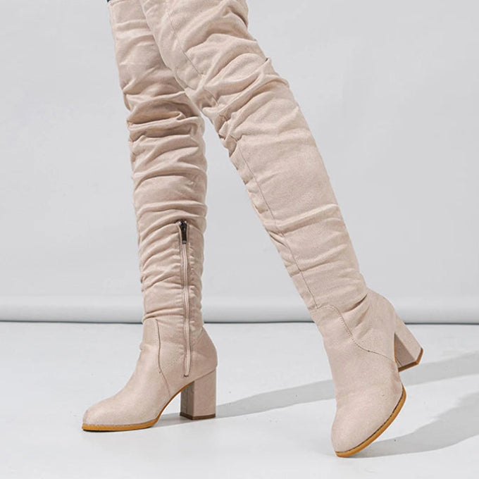 Bottes à glissière floquées pour femmes