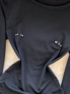 Body sexy noir à manches longues pour femmes