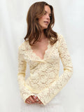 Chemise avec dentelle et col en V pour femmes