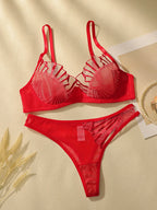 Ensemble de sous-vêtement soutien-gorge sexy en dentelle brodée pour femmes