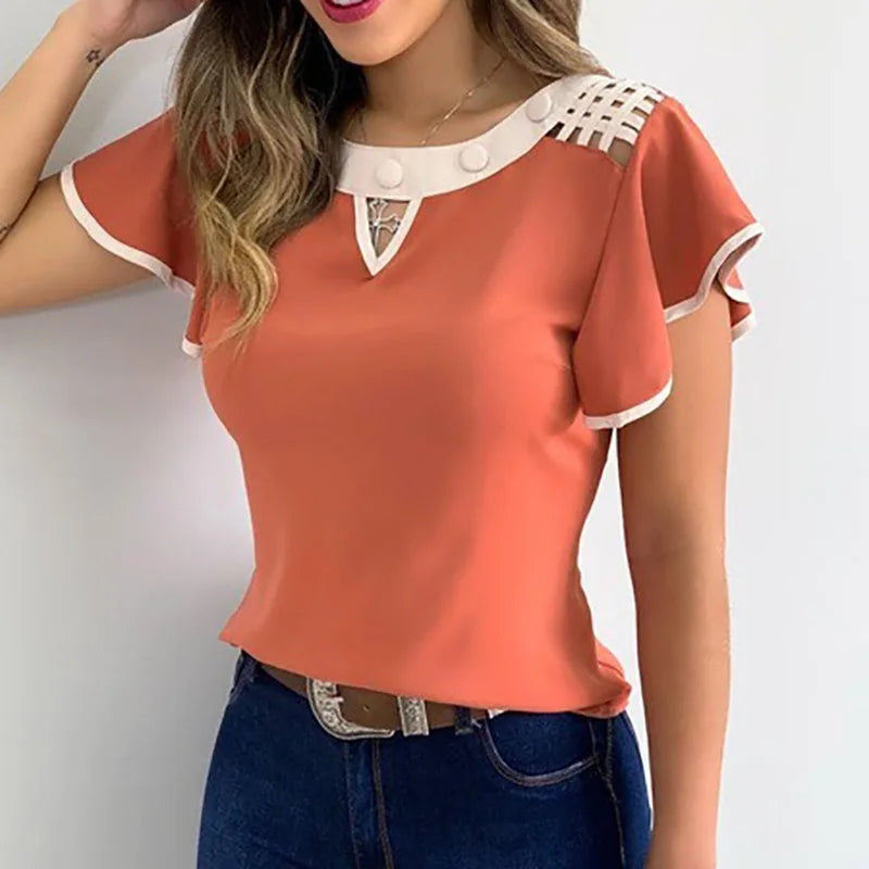 Chemisier sexy en dentelle à manches papillon pour femmes