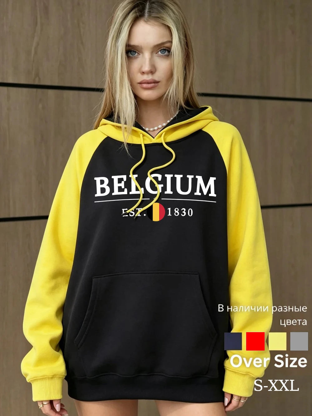 Sweat à capuche imprimé Belgique Est.1830  pour femmes