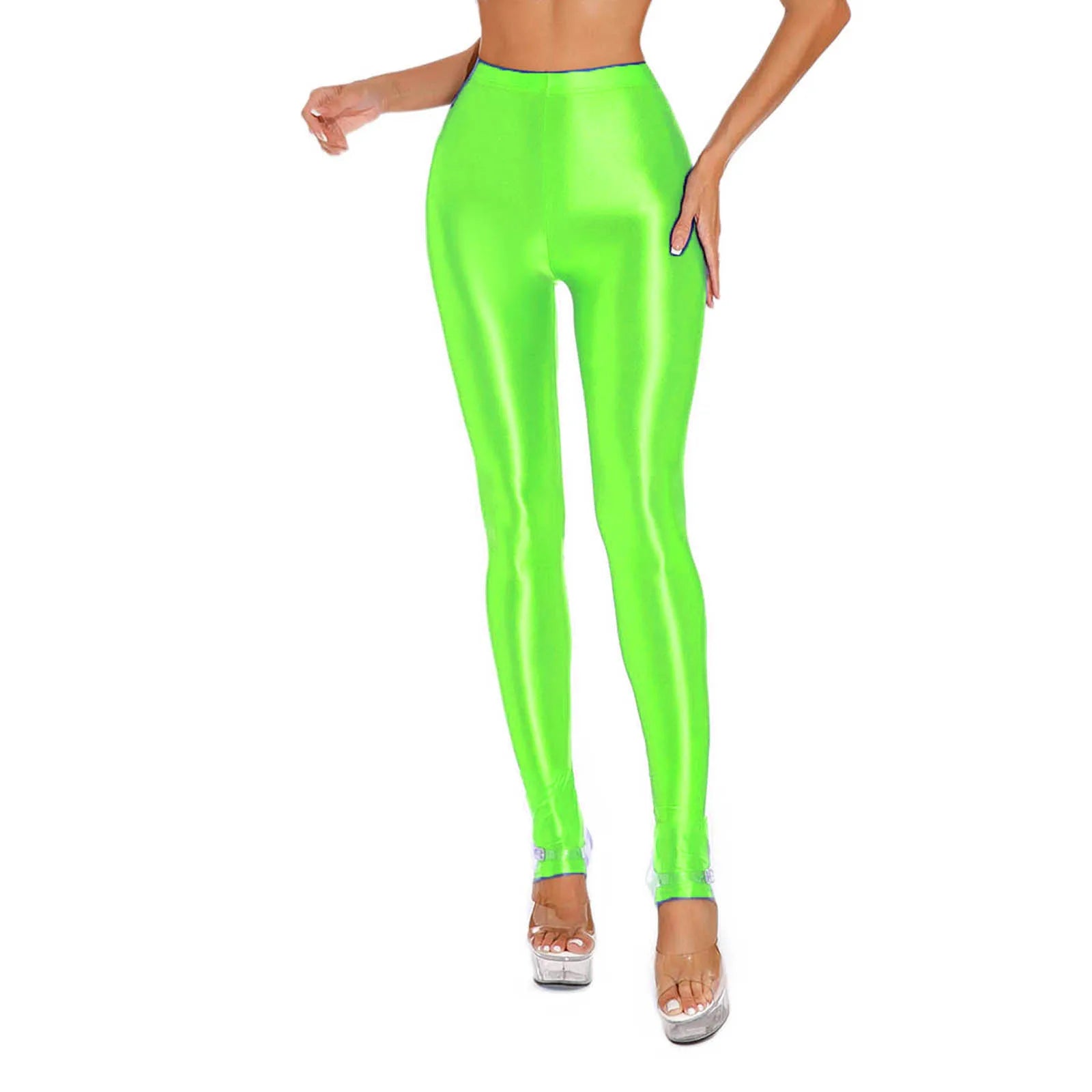 Leggings taille haute brillants pour femmes