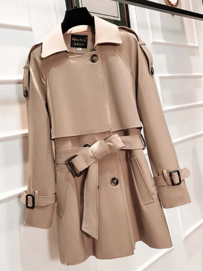 Trench-coat femme kaki classique avec ceinture